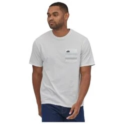 Tee-shirt Patagonia M Line Logo Ridge Stripe Organic Pocket White