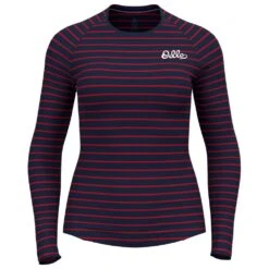 Sous-vêtement Technique Odlo Active Warm Originals Eco Stripes BL Top Crew Neck LS Dark Sapphire Sundried Tomato