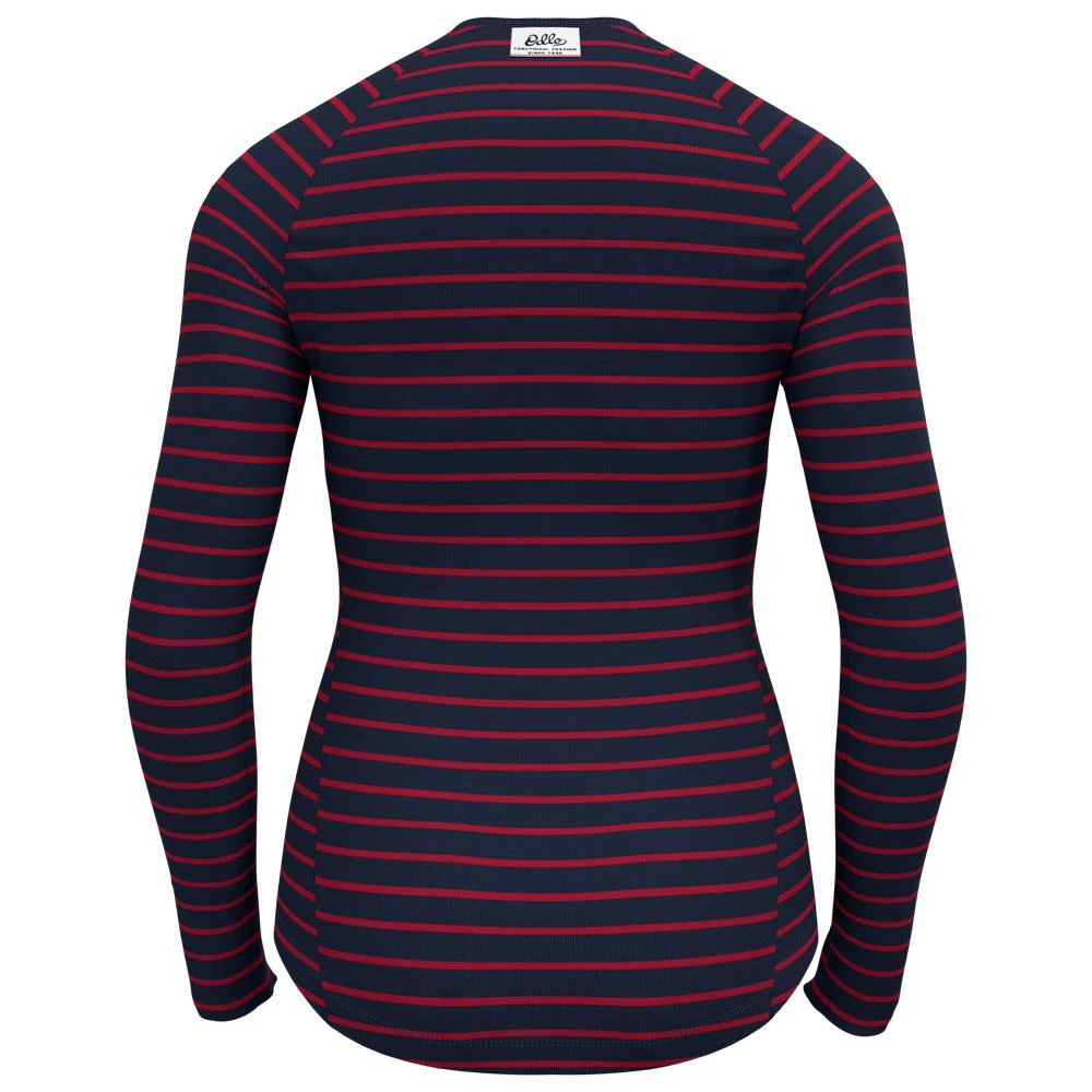 Sous-vêtement Technique Odlo Active Warm Originals Eco Stripes BL Top Crew Neck LS Dark Sapphire Sundried Tomato 4 Sous-vêtement Technique Odlo Active Warm Originals Eco Stripes BL Top Crew Neck LS Dark Sapphire Sundried Tomato – Image 2