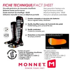 Chaussettes Monnet Heatprotech Socks Noir Rouge -Ski Équipement Boutique 6e4cb4e2eaf96b153b07b820bb1c07d076a33790 H21MONNACC001 903